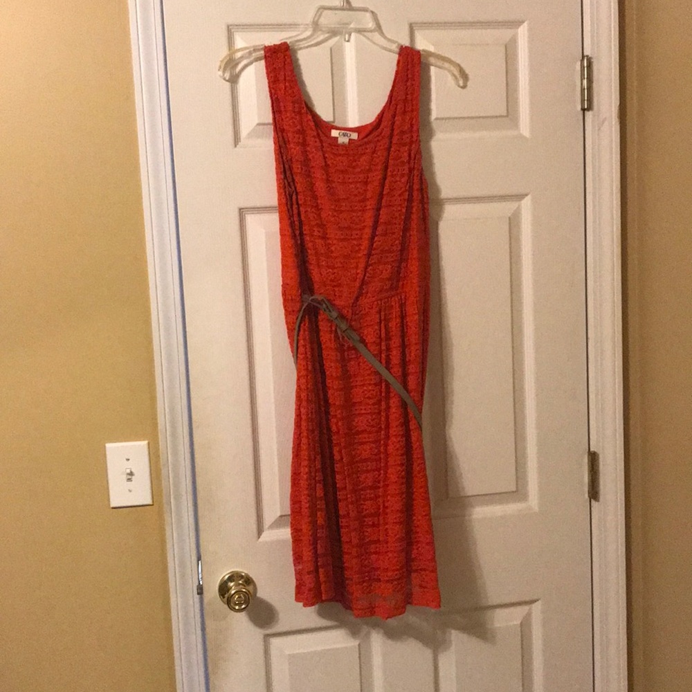 Orange Dress with Tan Belt